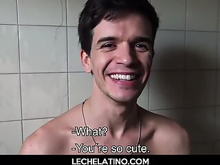 Amateur Latin twink secret bathroom uncut cock blowjob-LECHELATINO.COM